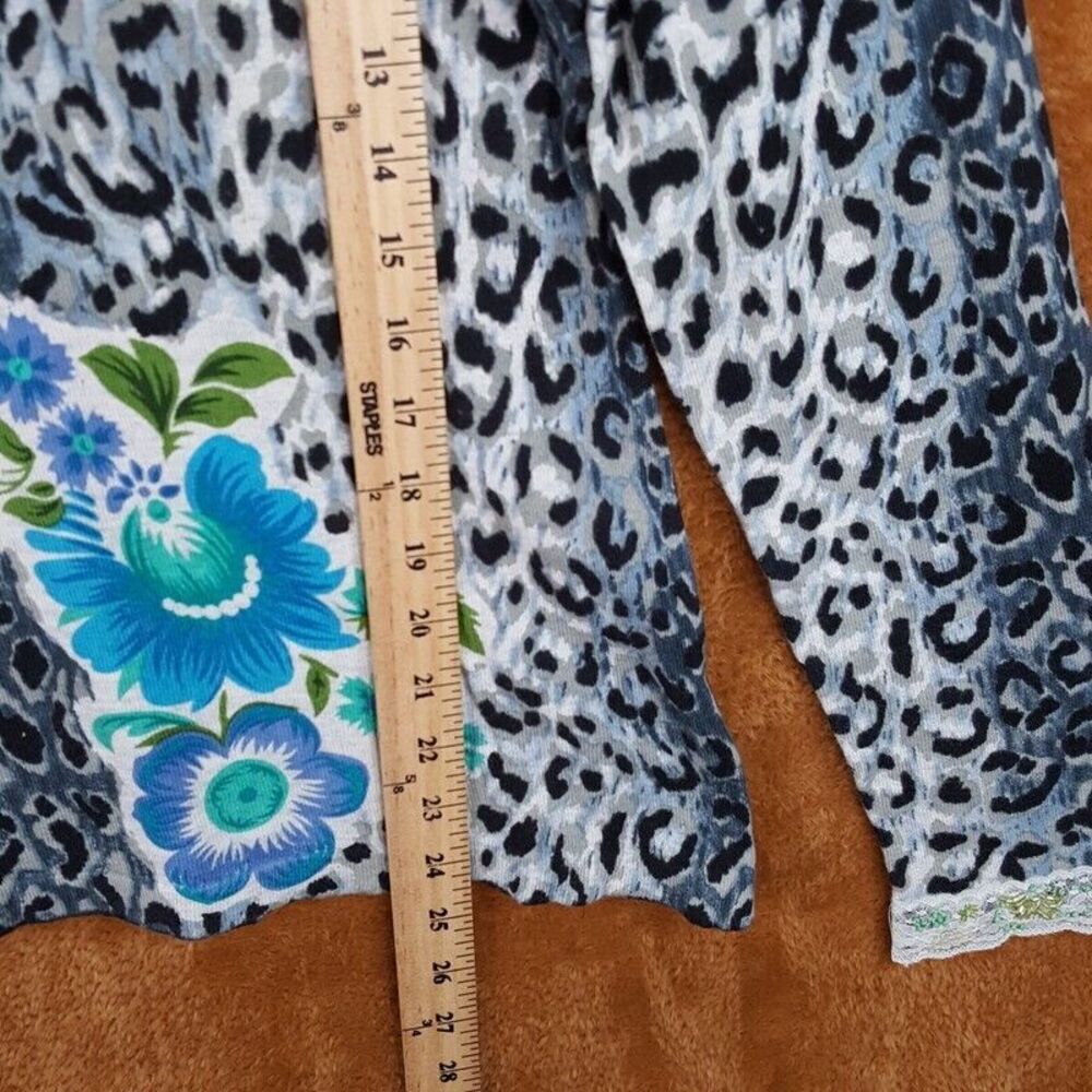 CHARLOTTE TARANTOLA Womens Sweater Large Gray Pullover Leopard Floral Beaded - Picture 7 of 8